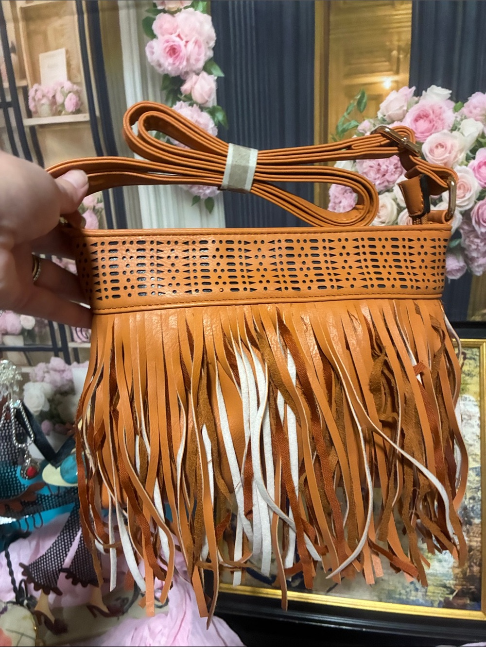 Fringe Crossbody Shoulder Bag - Tan